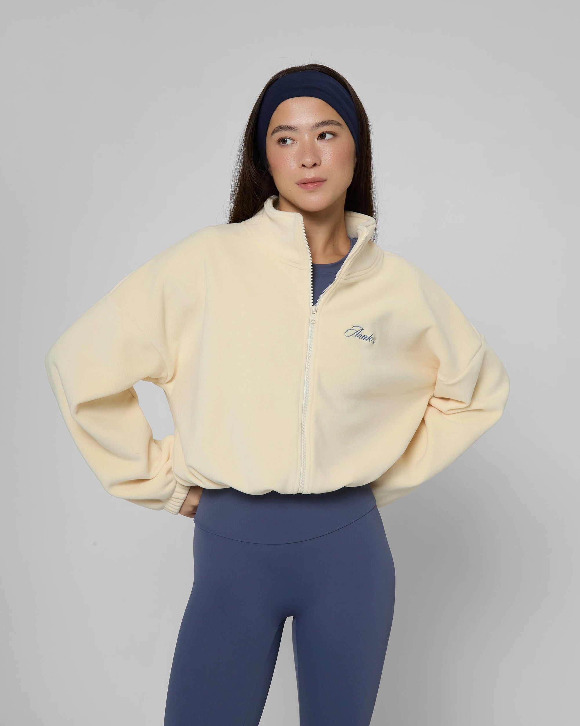 Кофта на блискавці DoubleFleece молочного кольору