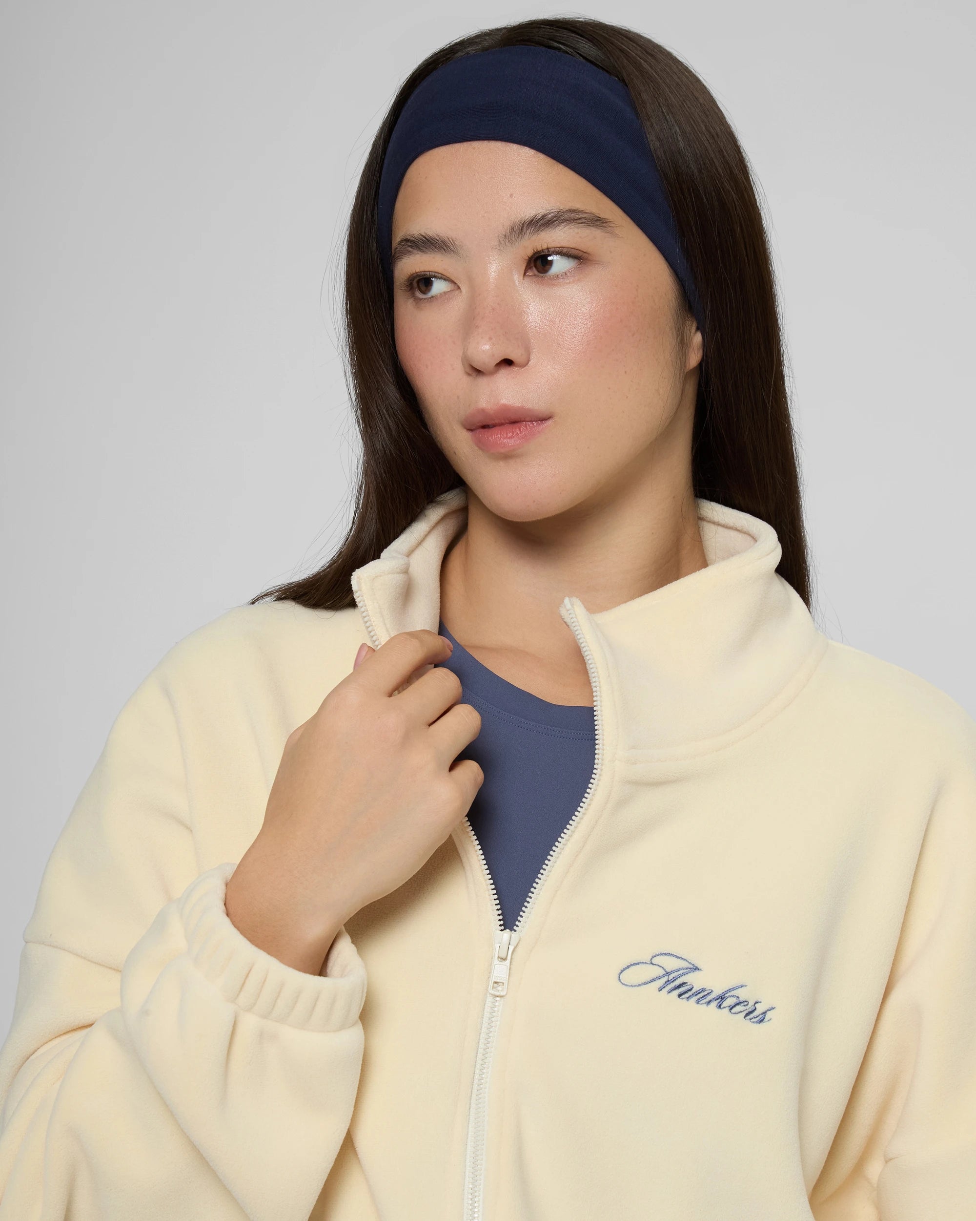 Кофта на блискавці DoubleFleece молочного кольору