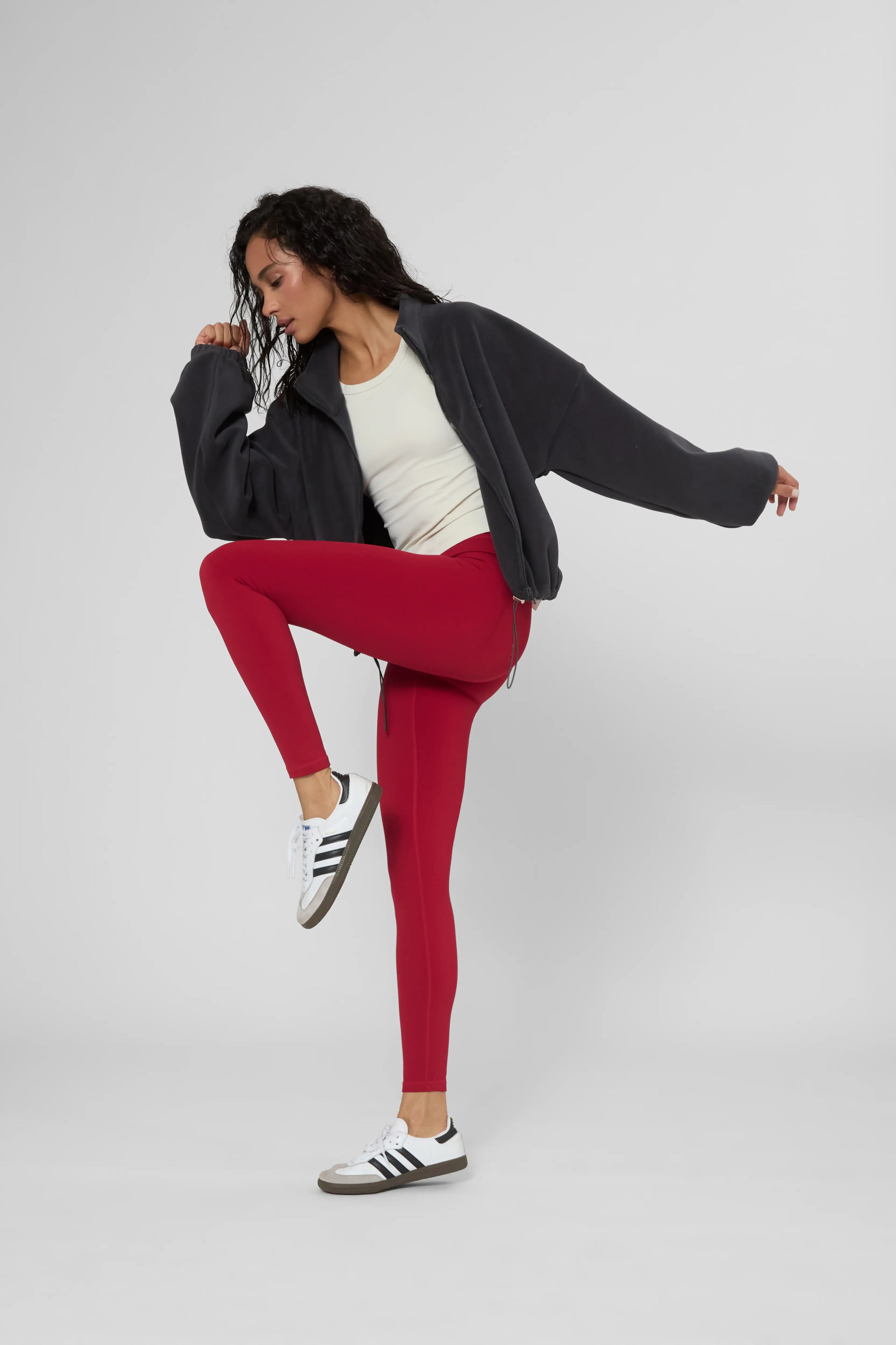 Утеплені базові легінси з начосом кольору бургунді