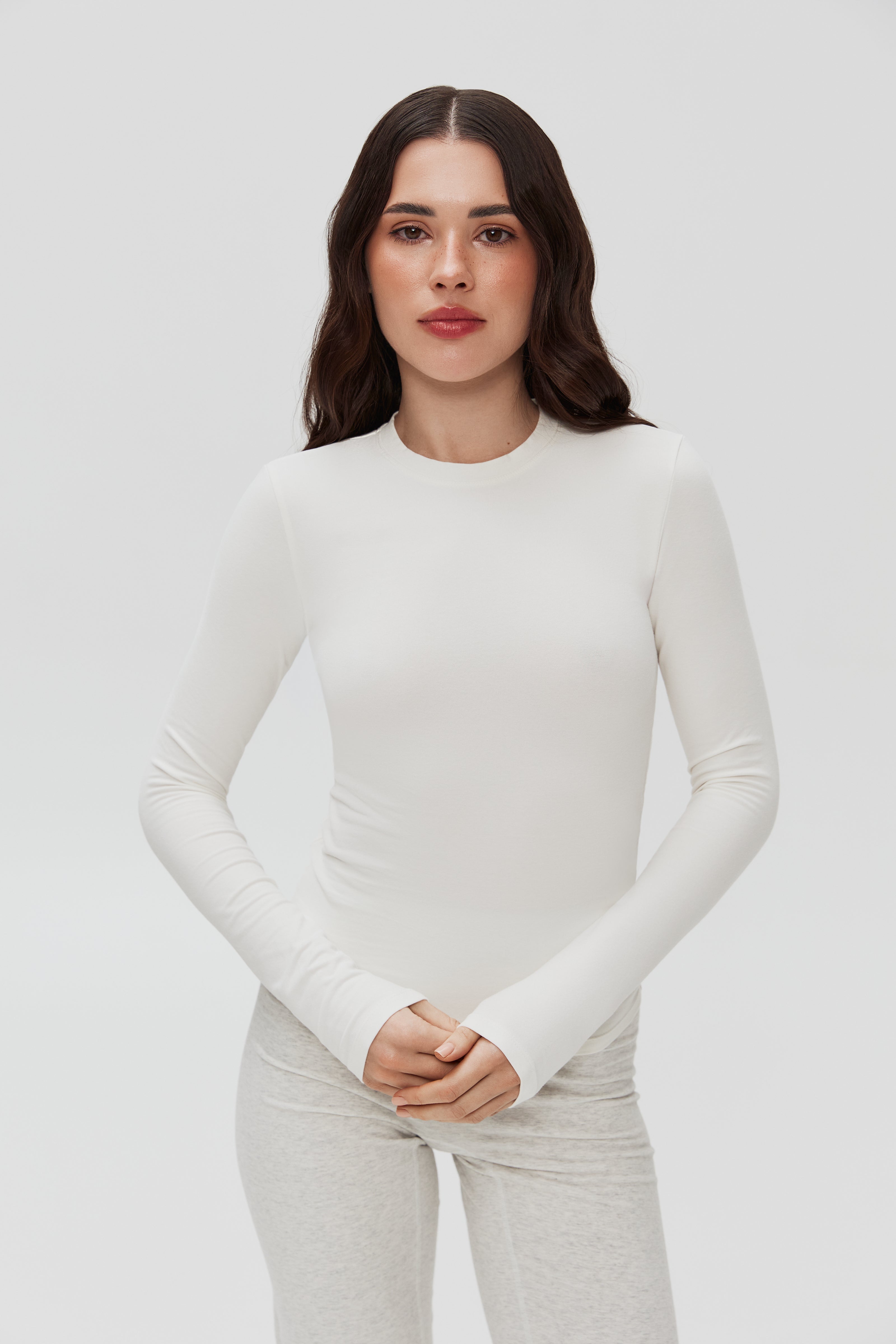Лонгслів бавовняний облягаючий білий