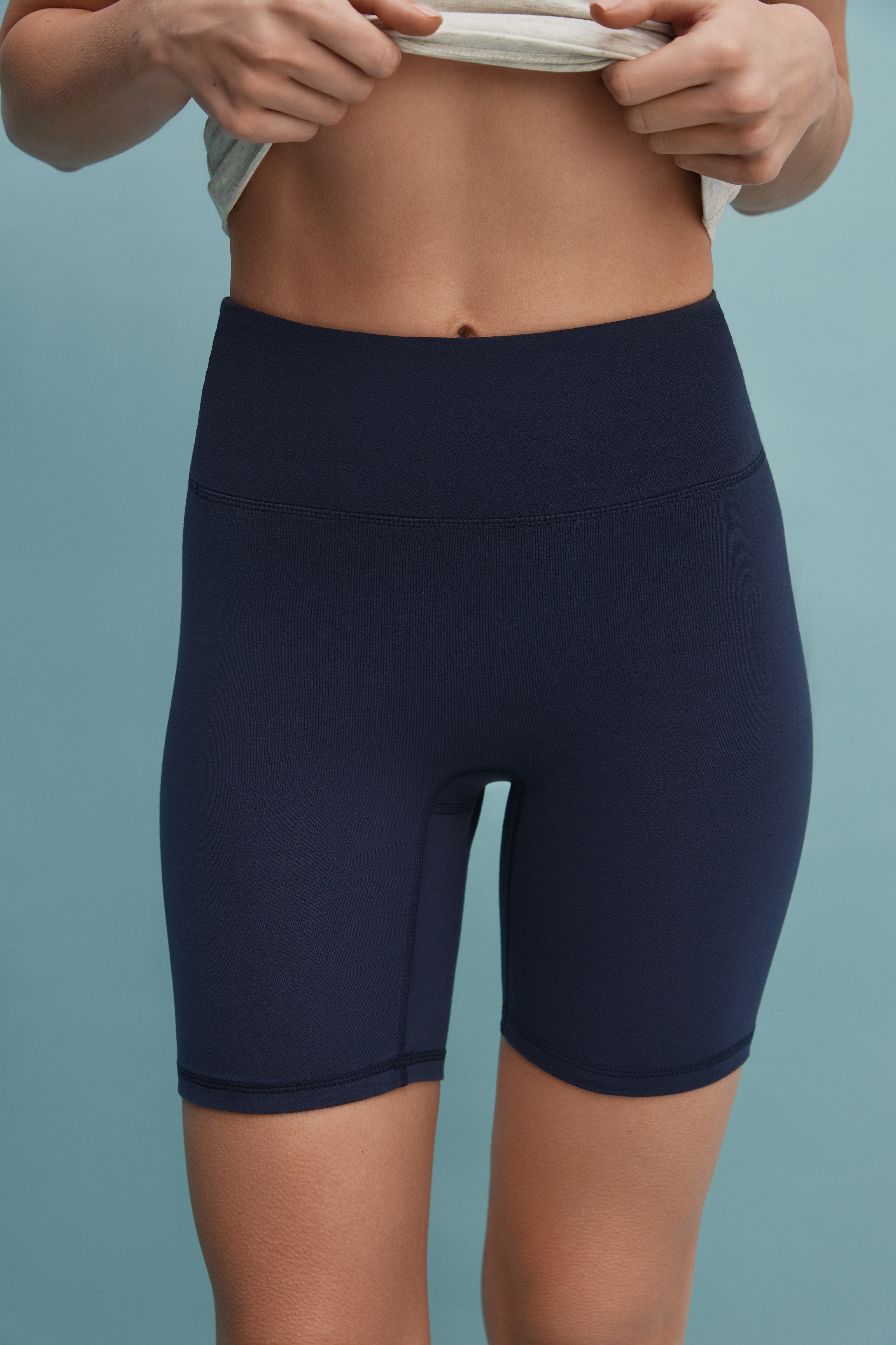 Шорти бавовняні облягаючі темно-сині