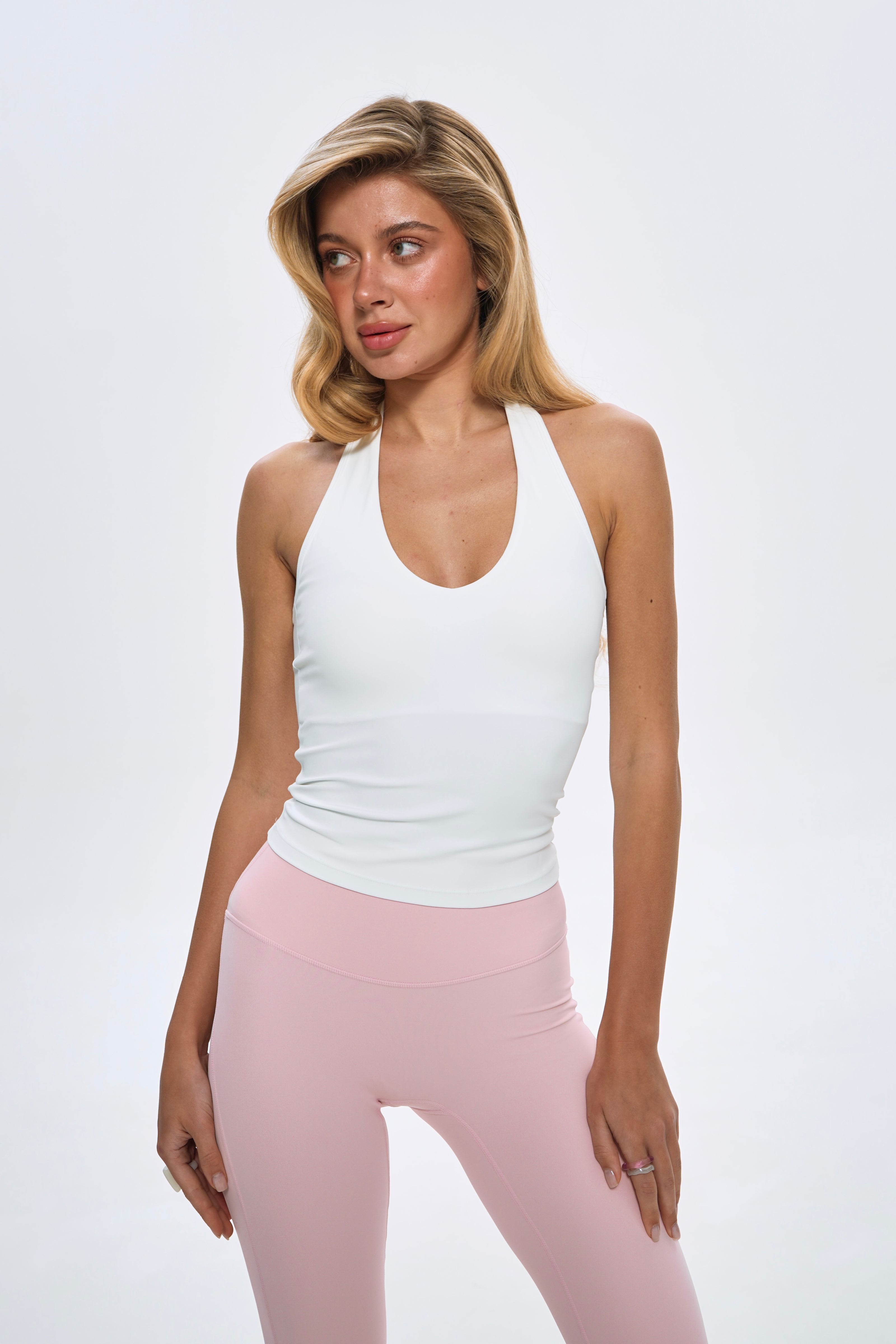 Топ-халтер подовжений білий