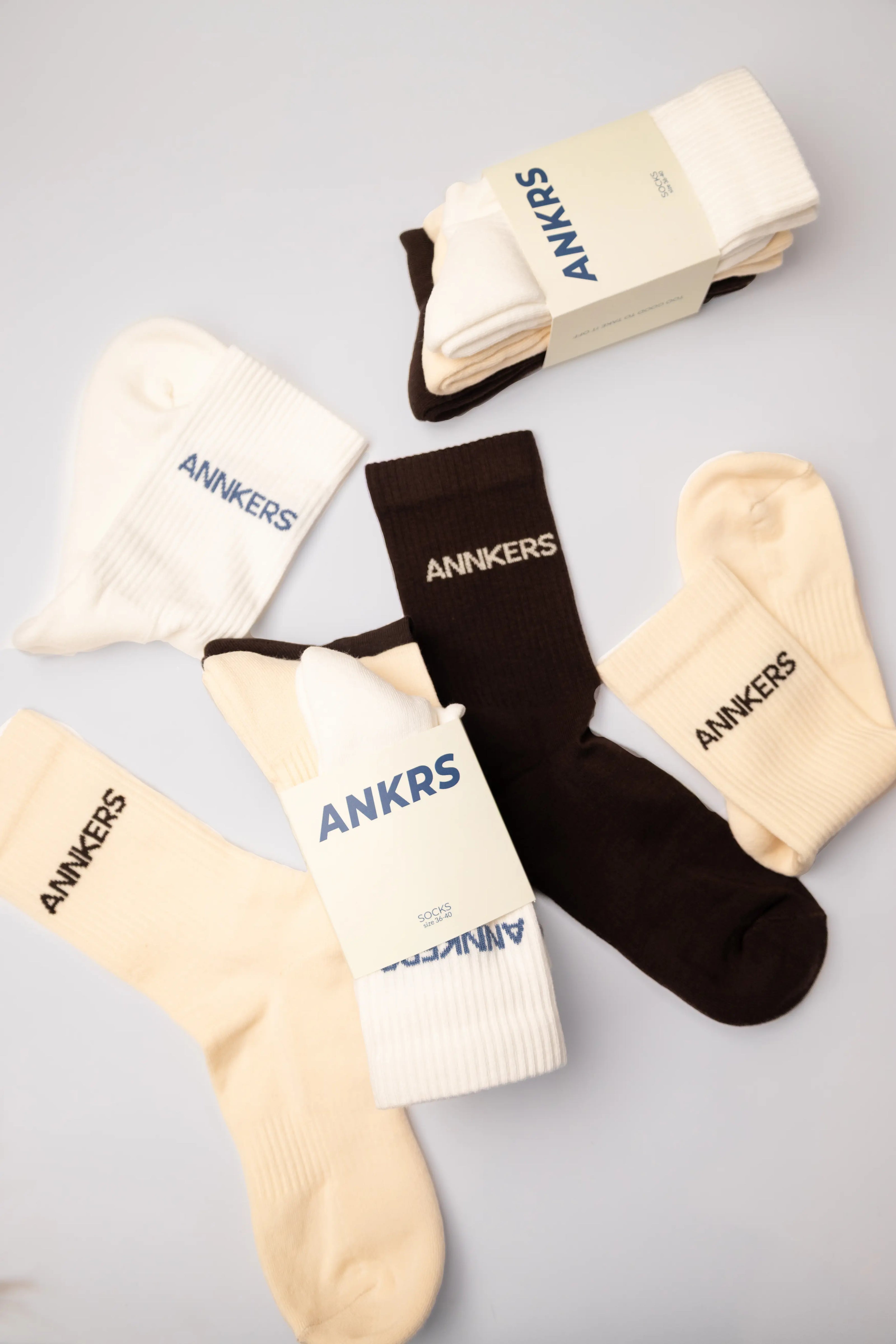 Шкарпетки Annkers — білі/коричневі/молочні (3 пари)