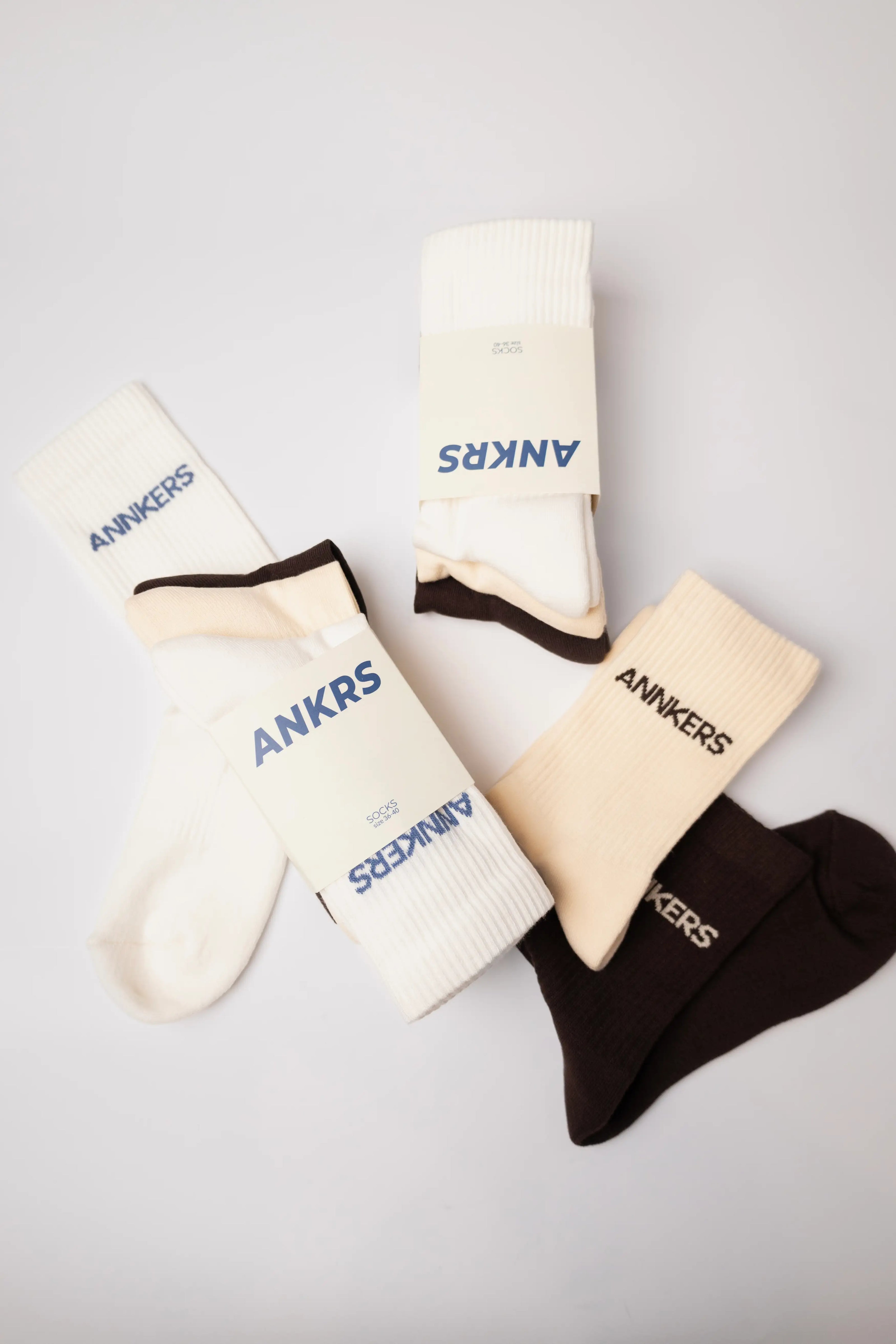 Шкарпетки Annkers — білі/коричневі/молочні (3 пари)