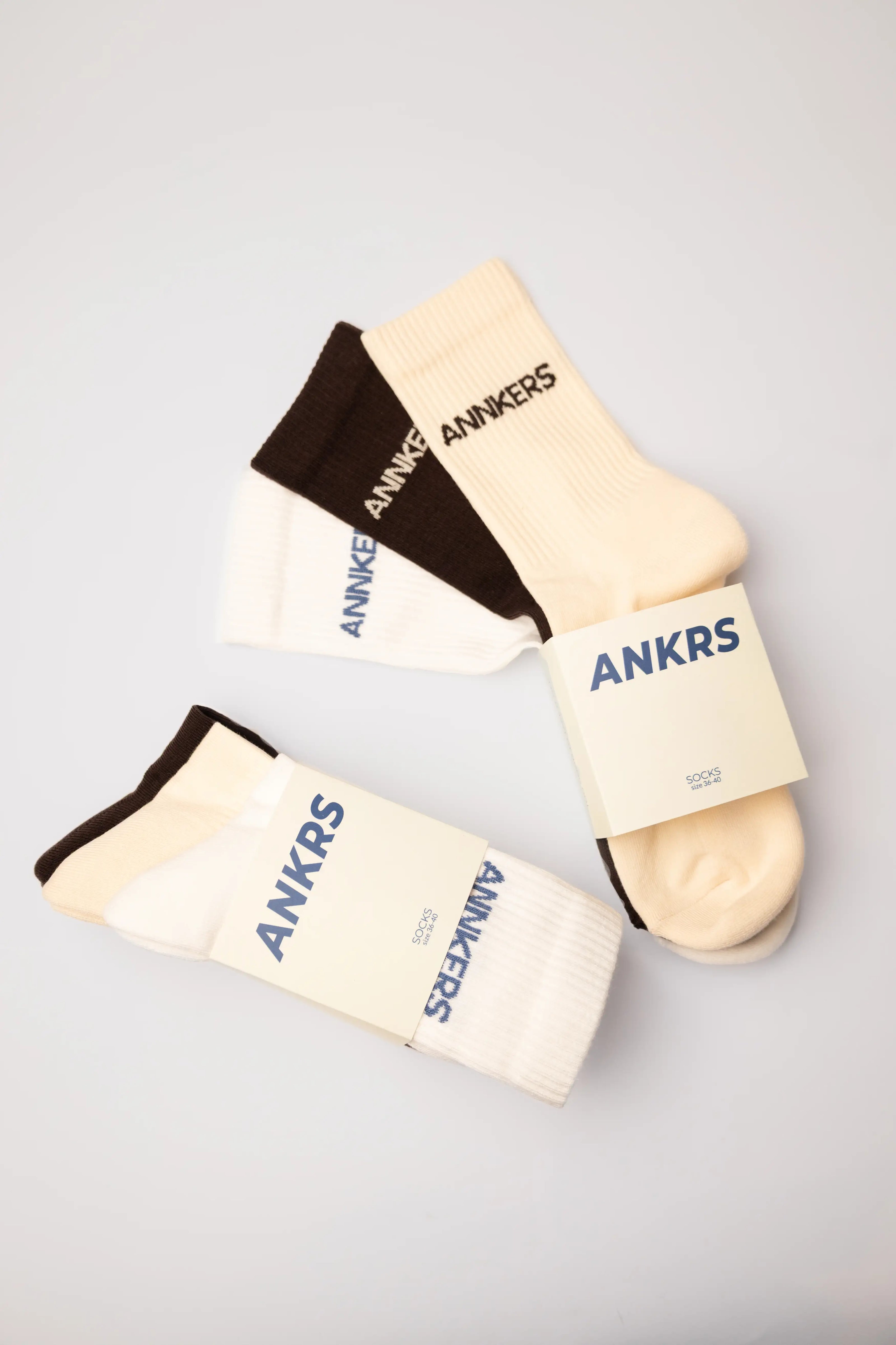 Шкарпетки Annkers — білі/коричневі/молочні (3 пари)